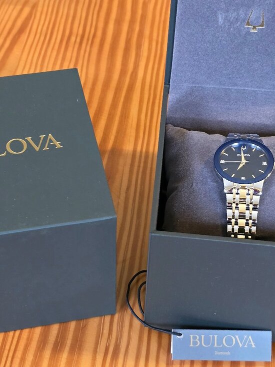 Bulova Women\'s Watch, $475 MSRP, Diamonds, Blue Dial/Bezel, Japan, 30mm 98P190 main image 7